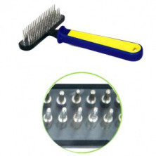 ТРИОЛ Расческа-грабли двухрядные большие (Толстые зубцы, пластиковая сине-желтая ручка), 15,5 х 11,5 х 2,5 см