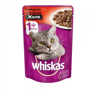 Whiskas Желе Говядина и Ягненок (Паучи для взрослых кошек) 75г х 28шт