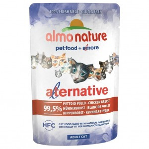 P Almo Nature Alternative Adult Cat Chicken Breast (Паучи для взрослых кошек, куриная грудка 99,5% мяса), 55г х 24шт
