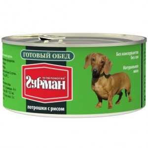 Четвероногий Гурман Готовый обед Потрошки с рисом (Консервы для собак), 325 г