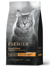 Premier Cat Lamb & Turkey Adult LARGE сухой корм для кошек крупных пород, свежее мясо ягненка с индейкой - 8 кг