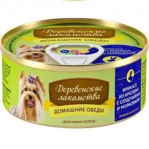 М Деревенские лакомства (Консервы для мини-пород, Фрикасе из кролика с сердечками и морковью) 100г х 5шт