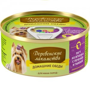 М Деревенские лакомства (Консервы для мини-пород, Рагу из ягненка с печенью и тыквой) 100г х 5шт