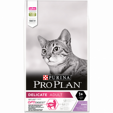 Purina Pro Plan Delicate Optidigest сухой корм для взрослых кошек с чувствительным пищеварением с индейкой - 10 кг