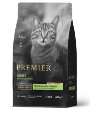 Premier Cat Lamb & Turkey Adult сухой корм для взрослых кошек, свежее мясо ягненка с индейкой - 400 г