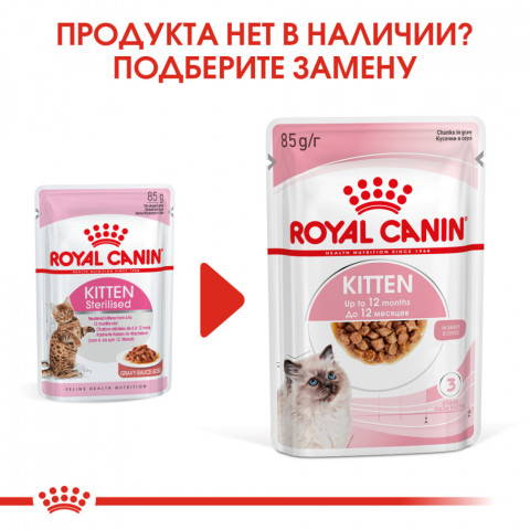 Royal Canin Kitten Sterilised паучи для котят после стерилизации и кастрации  кусочки в соусе - 85 г*12 шт