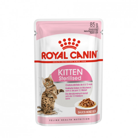 Royal Canin Kitten Sterilised паучи для котят после стерилизации и кастрации  кусочки в соусе - 85 г*12 шт