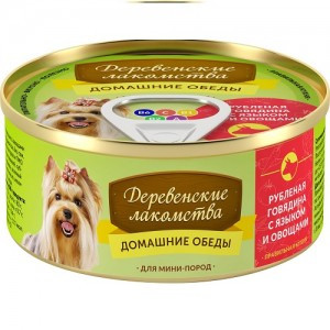 М Деревенские лакомства (Консервы для мини-пород, Рубленая говядина с языком и овощами) 100г х 5шт