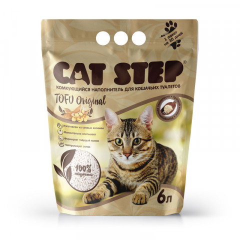 Cat Step Tofu Original наполнитель растительный комкующийся - 6 л (3 кг)