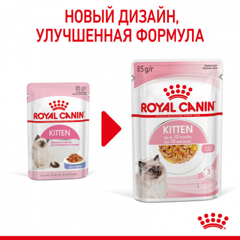 Royal Canin Kitten паучи для котят до 12 месяцев кусочки в желе - 85 г*24 шт
