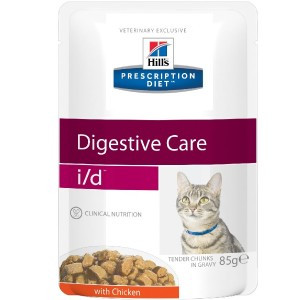Hills Prescription Diet i/d диетический влажный корм для кошек при заболеваниях ЖКТ с курицей, в паучах - 85 г x 12 шт