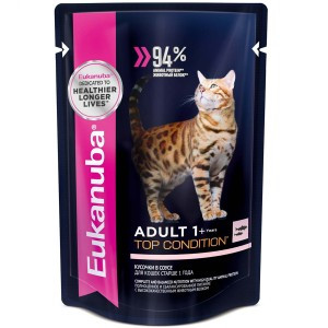 Влажный корм Eukanuba Adult Cat для кошек с лососем в соусе - 85 г х 24 шт