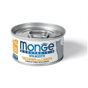 Monge Cat Monoprotein Turkey with Carrots (Консервы для взрослых кошек, хлопья с индейкой и морковью) 80 г х 24 шт
