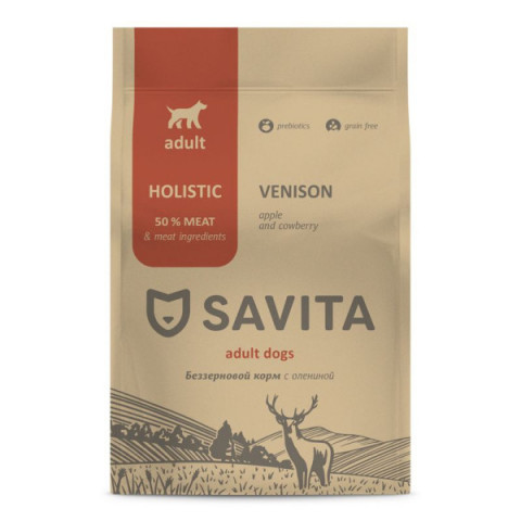 SAVITA сухой корм для собак с олениной, 1 кг