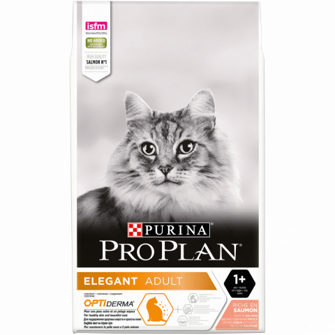 Pro Plan Cat Adult Elegant сухой корм для взрослых кошек для кожи и шерсти с лососем - 10 кг