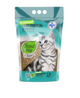 ЗВЕРЬЁ МОЁ наполнитель древесный средние гранулы 10 л/3 кг
