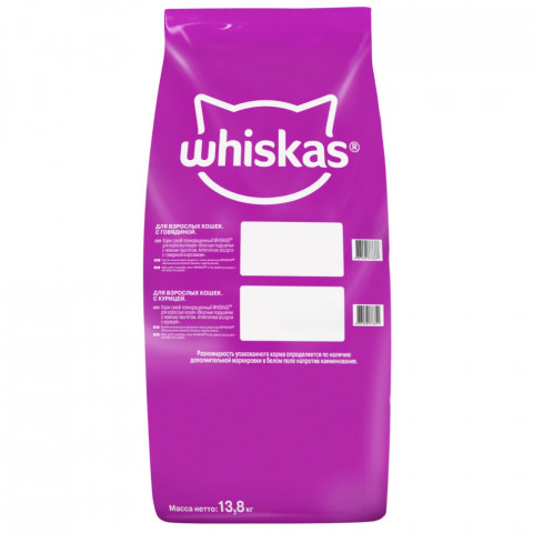 Whiskas Вкусные подушечки с нежным паштетом, сухой корм для взрослых кошек, Аппетитное ассорти с курицей и индейкой - 13,8 кг