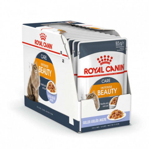 Royal Canin Intense Beauty паучи для взрослых кошек здоровая кожа и шерсть кусочки в желе - 85 г*24 шт