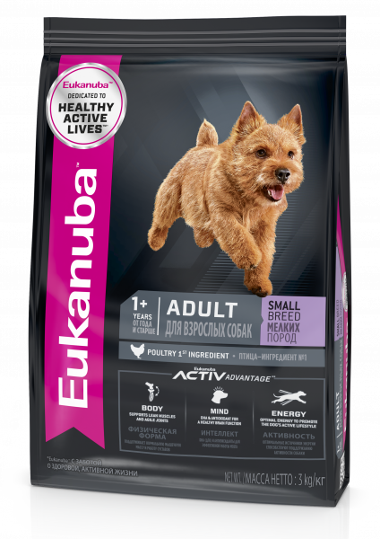 Сухой корм Eukanuba Adult Small Breed для собак мелких пород с курицей - 800 г