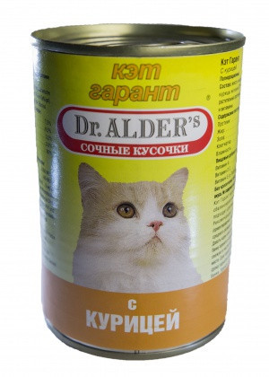 Консервы Dr. Alder's Cat Garant для взрослых кошек с курицей 415 г х 24 шт