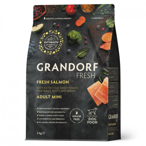 Grandorf Fresh Dog Adult Mini Salmon&Sweet Potato сухой корм для взрослых собак мелких пород с филе лосося и бататом - 3 кг
