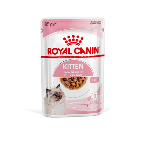 Royal Canin Kitten паучи для котят до 12 месяцев кусочки в соусе - 85 г*24 шт