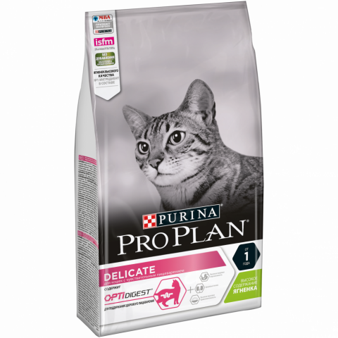 Сухой корм Purina Pro Plan Delicate для кошек с чувствительным пищеварением и привередливых к еде с ягненком - 1,5 кг