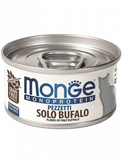 Monge Cat Monoprotein мясные хлопья для взрослых кошек из мяса буйвола в консервах 80 г х 24 шт