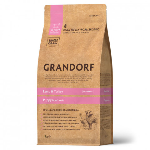 Grandorf сухой корм для щенков всех пород с ягненком и индейкой - 1 кг