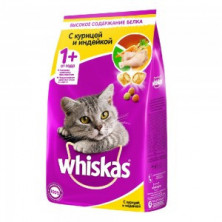 Whiskas Курица с Индейкой  (Сухой корм для взрослых кошек), 1,9 кг