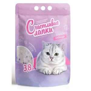 Счастливые Лапки с ароматом Лаванды (Наполнитель для кошек силикагелевый) 3,8 л