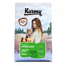 Karmy Sterilized Salmon (Сухой корм для взрослых стерилизованных кошек с лососем), 1,5 кг