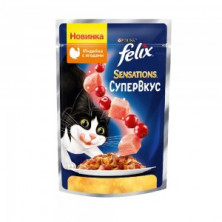 Felix Sensations со вкусом индейки и ягод, в желе (Паучи для взрослых кошек), 75г х 26шт