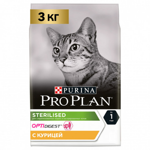 Pro Plan Cat Adult Sterilised сухой корм для стерилизованных кошек с курицей - 3 кг