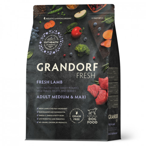Grandorf Fresh Dog Adult Med&Maxi Lamb&Sweet Potato сухой корм для взрослых собак средних и крупных пород с ягненком и бататом - 3 кг