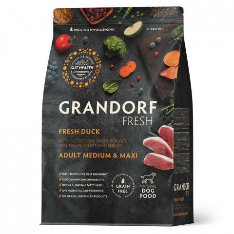 Grandorf Fresh Dog Adult Med&Maxi Duck&Sweet Potato сухой корм для взрослых собак средних и крупных пород с уткой и бататом - 10 кг
