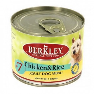 Berkley Цыпленок, Рис (Консервы для взрослых собак), 200 г