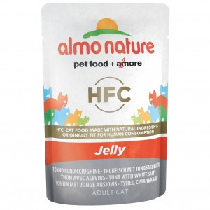 P Almo Nature HFC Jelly Adult Cat Tuna and Whitebait (Паучи для взрослых кошек, тунец с сардинками в желе), 55г х 24шт
