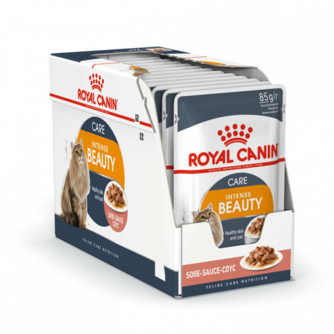 Royal Canin Intense Beauty паучи для взрослых кошек здоровая кожа и шерсть кусочки в соусе - 85 г*24 шт
