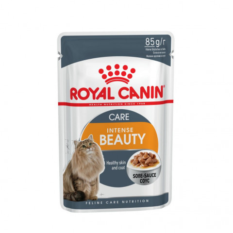 Royal Canin Intense Beauty паучи для взрослых кошек здоровая кожа и шерсть кусочки в соусе - 85 г*24 шт