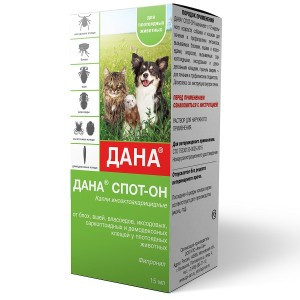 Дана Спот-Он Капли для собак кошек (Капли от блох, вшей, власоедов, иксодовых, саркоптоидных и демодекозных клещей), 15 мл