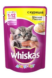 Whiskas Паштет (Паучи для котят с курицей) 75г х 24шт