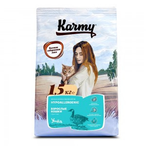 Karmy Hypoallergenic сухой корм для взрослых кошек при пищевой аллергии c уткой - 10 кг