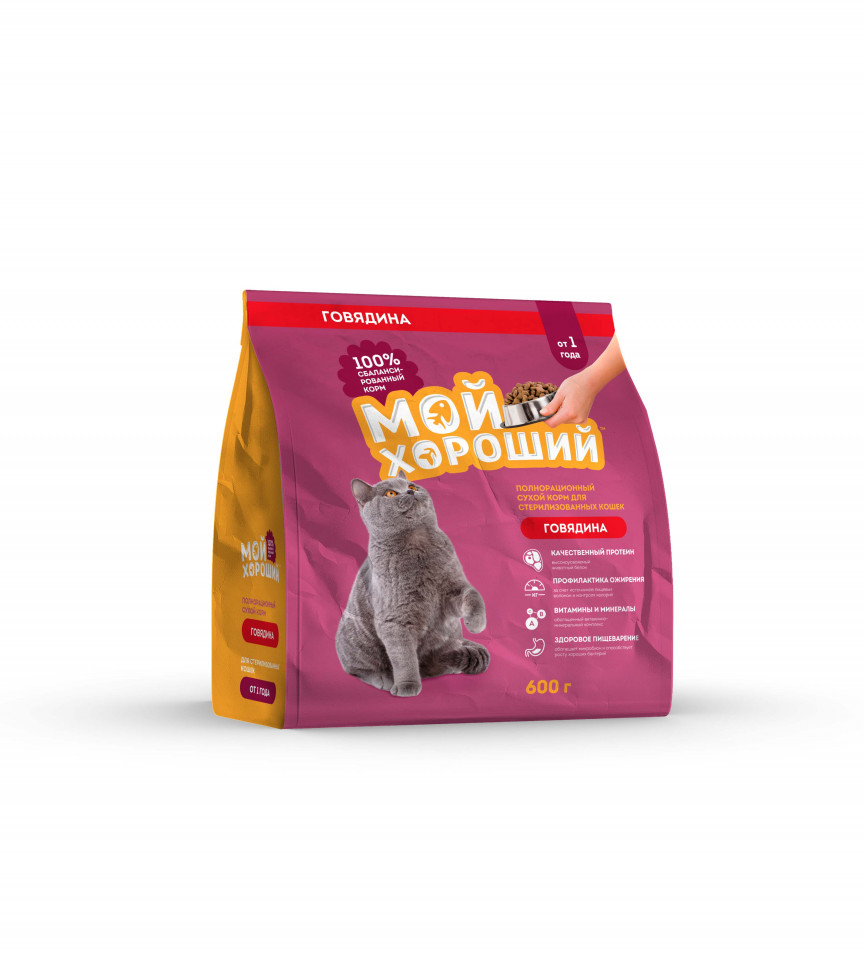 Мой хороший сухой корм полнорационный для стерилизованных кошек и ...