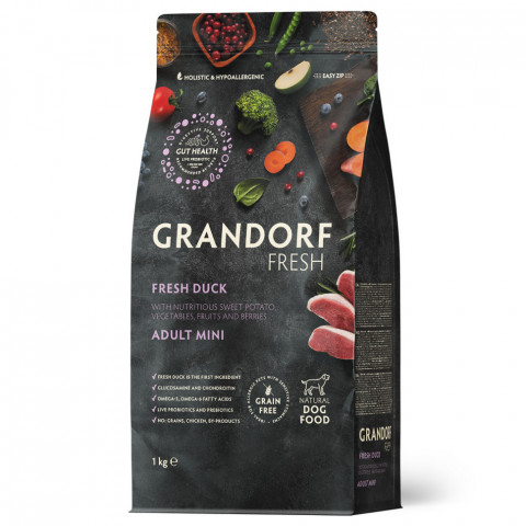 Grandorf Fresh Dog Adult Mini Duck&Sweet Potato сухой корм для взрослых собак мелких пород с уткой и бататом - 1 кг