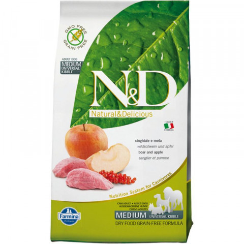 Farmina N&D Prime Dog Boar & Apple Adult Medium & Maxi сухой беззерновой корм для взрослых собак средних и крупных пород с мясом кабана и яблоком - 2,5 кг